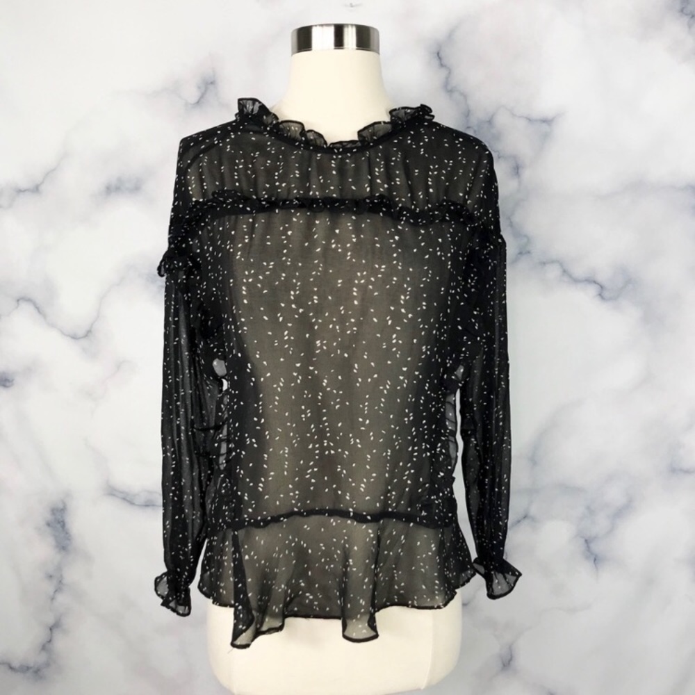 Zara Duffle PolkaDot Long Sleeve Blouse